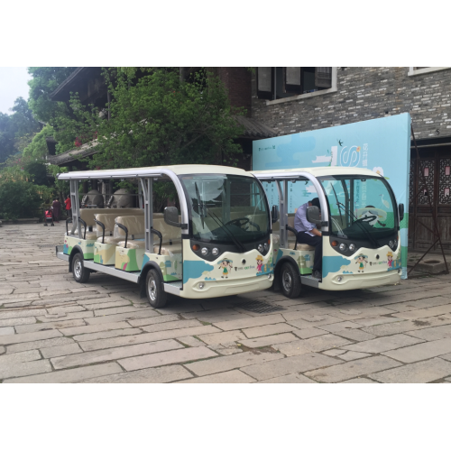 New 14 Seats Electric Sightseeing Vehicle Solar Vehicle  Tourist Bus Mini Bus with Dual Power Assist System Mileage 100-150 km
